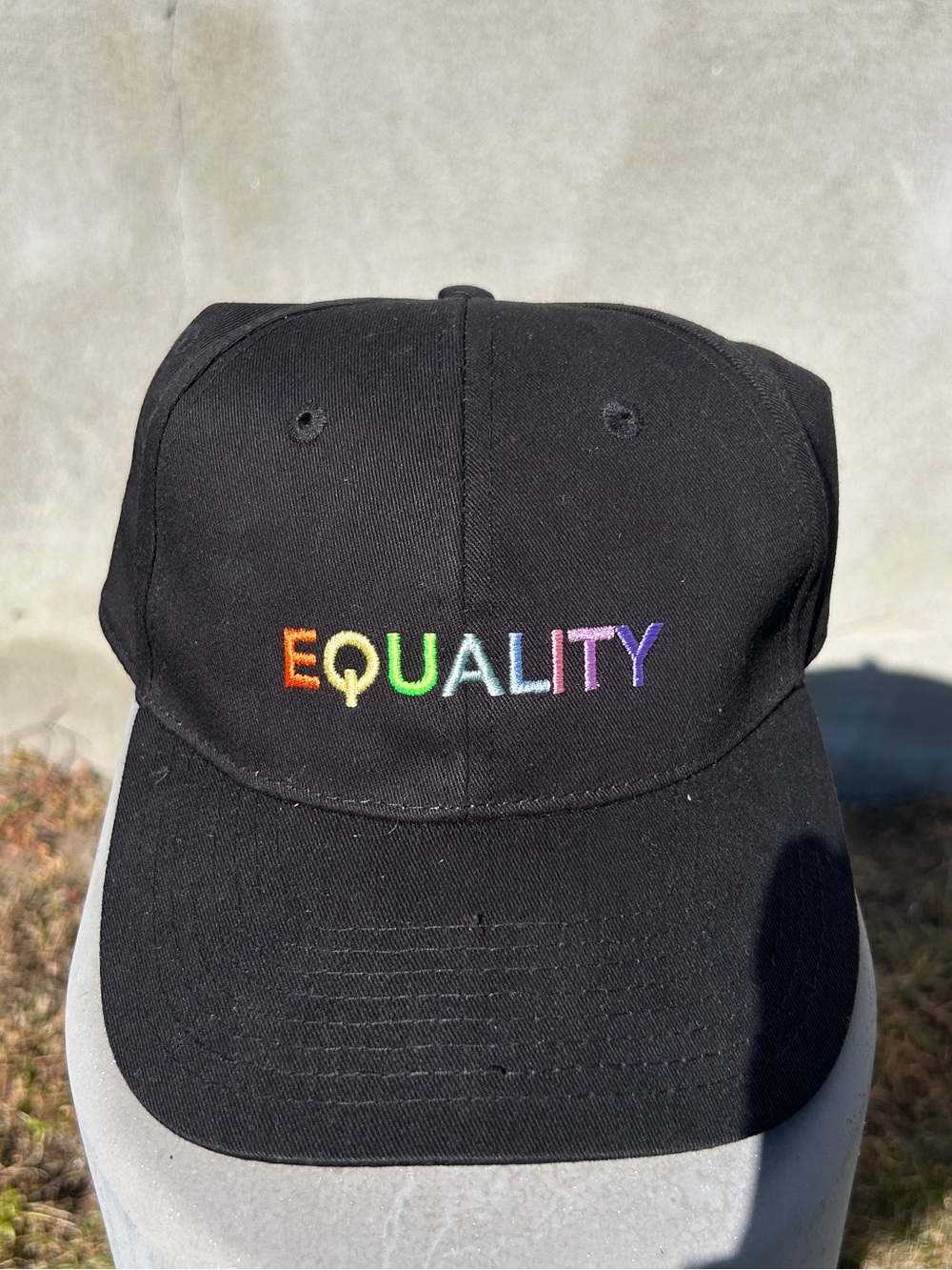 H&M Black "EQUALITY" Rainbow Embroidered Baseball Cap Size M/58